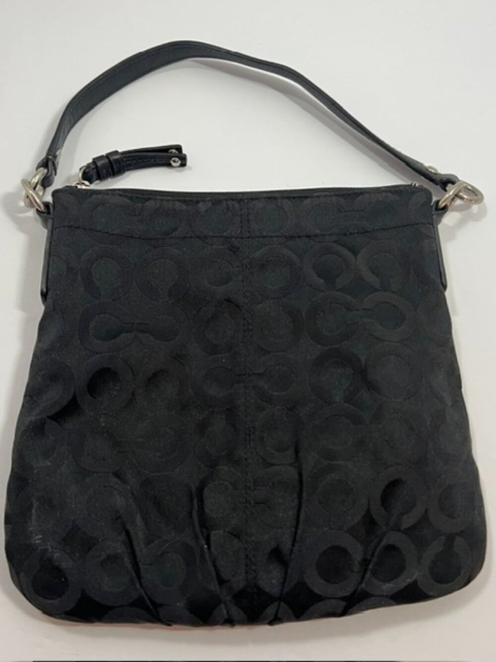 COACH BROOKE OPT ART BLACK SIGNATURE W/LEATHER TRIM CROSSBODY BAG #43107